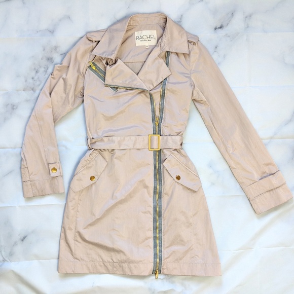 RACHEL Rachel Roy Jackets & Blazers - RACHEL ROY Blush Pink Zip-up Belted Trench Coat